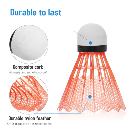 12PCS windproof nylon badminton shuttlecocks for indoor and outdoor use

