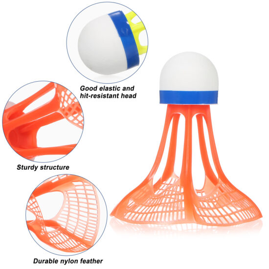 3pcs plastic nylon badminton shuttlecocks windproof for indoor outdoor use
