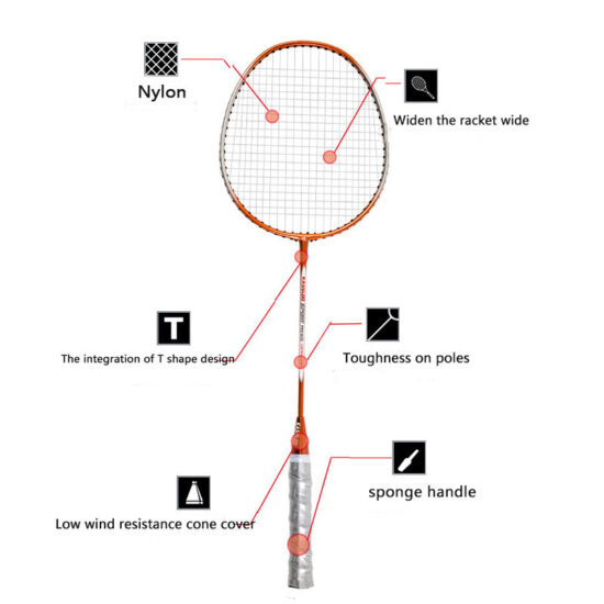 Colorful outdoor iron alloy badminton racket set with shuttlecocks