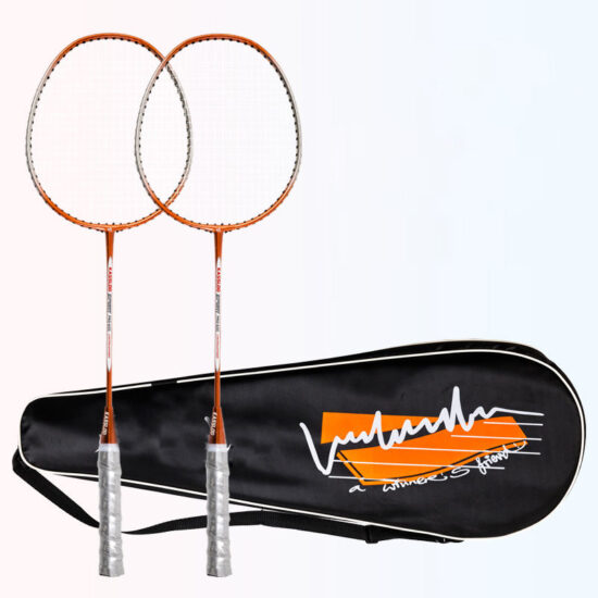 Colorful outdoor iron alloy badminton racket set with shuttlecocks