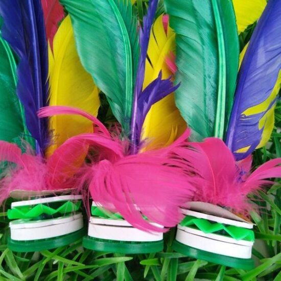 Colorful Goose Feather Kids' Shuttlecock with Silent Rubber Base

