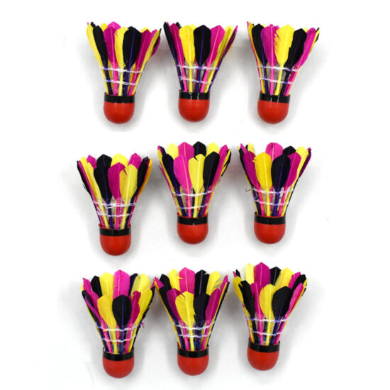 Colorful Windproof Badminton Shuttlecocks with Rubber Red Base for Outdoor Play