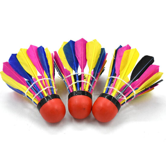 Colorful Windproof Badminton Shuttlecocks with Rubber Red Base for Outdoor Play