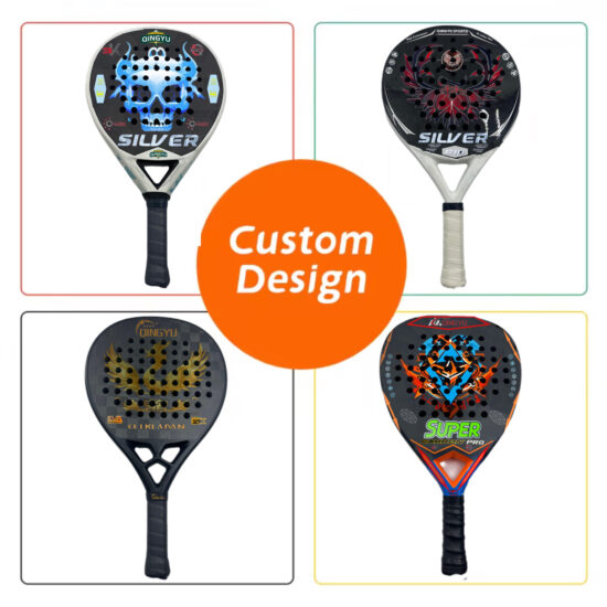 Customized 3K Carbon Padel Racket with Frosted Diamond Holes and 12K Net