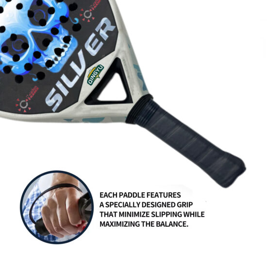Customized 3K Carbon Padel Racket with Frosted Diamond Holes and 12K Net