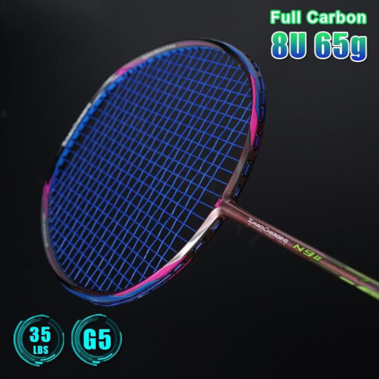 Full iron badminton racket set in multiple colors with PU grip