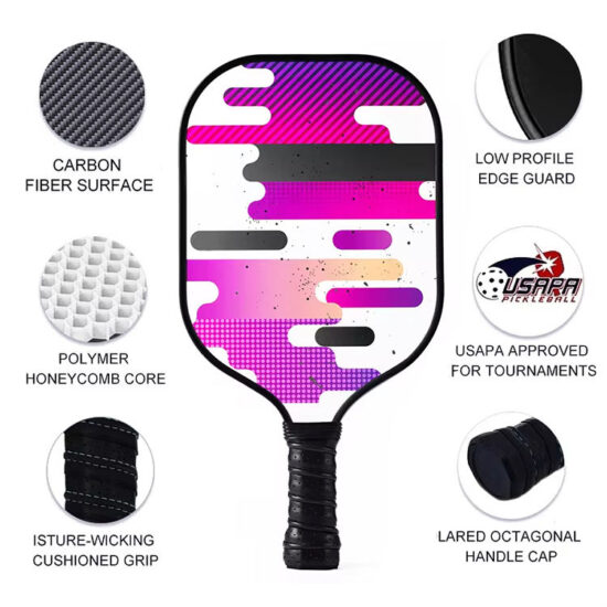 Customizable 16mm Carbon Fiber Pickleball Paddle with Honeycomb Core