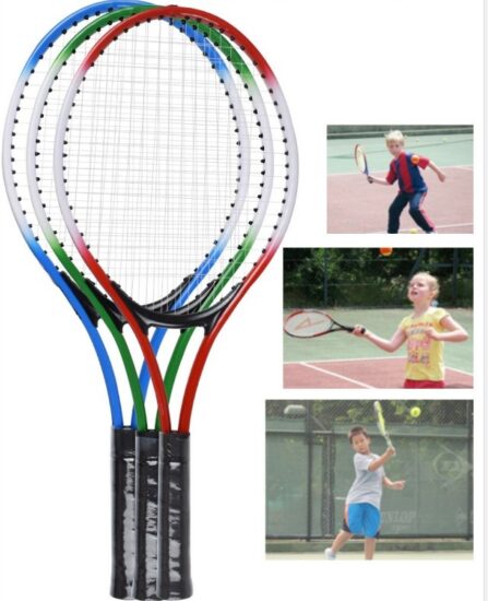 : Iron alloy tennis racket for kids and adults with rebound training design