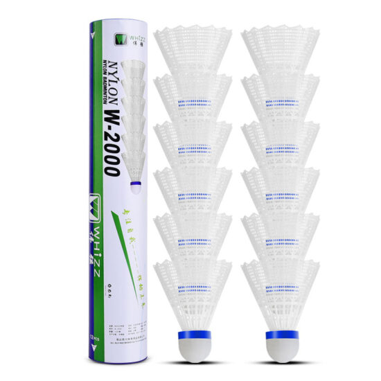 Durable nylon plastic badminton shuttlecocks 12 pieces W-2000