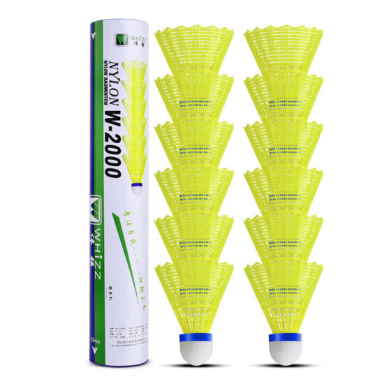 Durable nylon plastic badminton shuttlecocks 12 pieces W-2000