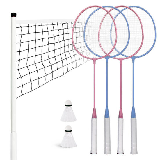 Outdoor Badminton Set with 4 Iron Rackets and Carbon Covers