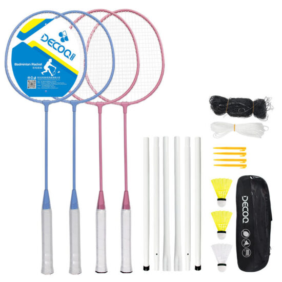 Outdoor Badminton Set with 4 Iron Rackets and Carbon Covers