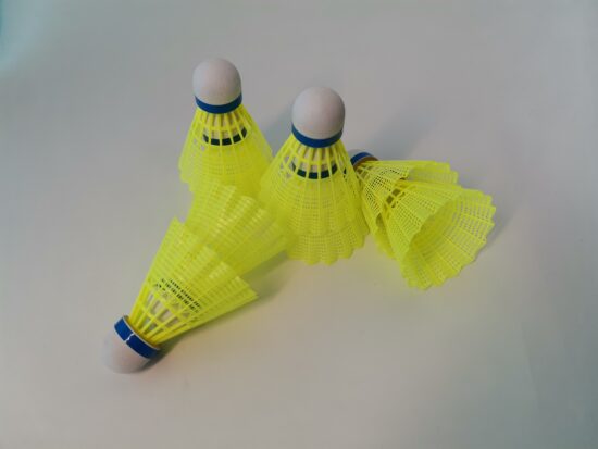 White and yellow nylon badminton shuttlecocks for retail or wholesale use