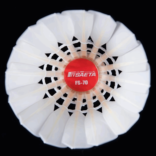 FS70 ProTrain Dual Cork Goose Feather Training ShuttlecockFS70 ProTrain shuttlecock made with bleached goose feathers and a dual cork base, offering shock absorption, stable flight, and durability over 200+ training hits.