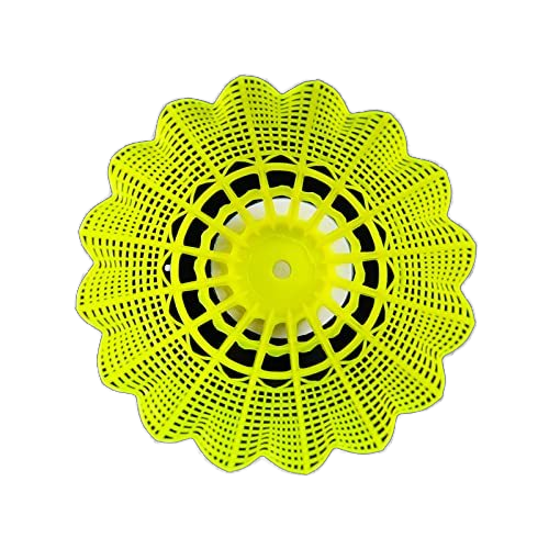 Fluorescent yellow badminton shuttlecock with cork base for stable training use