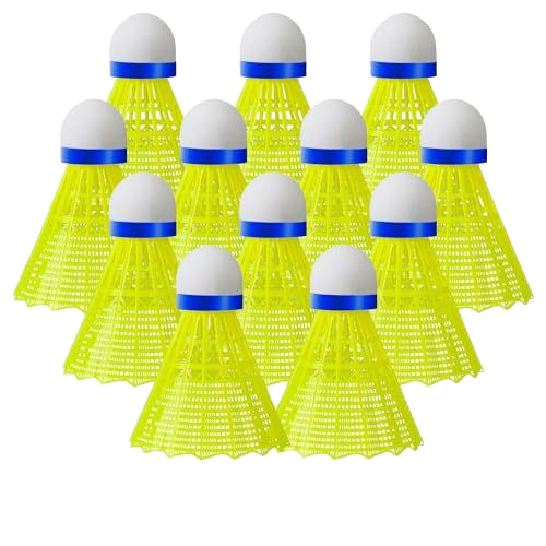 Fluorescent yellow badminton shuttlecock with cork base for stable training use