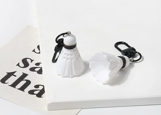 Mini resin badminton shuttlecock keychain for bags and gifts