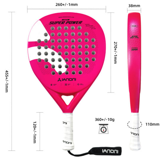 IANONI Pink Carbon Fiber Padel Racket with 3D Surface OEM ODM Paddle