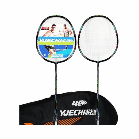 Set of Two Carbon Aluminum Badminton Rackets with PU Grip
