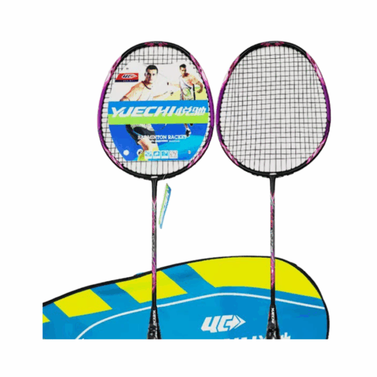 Set of Two Carbon Aluminum Badminton Rackets with PU Grip