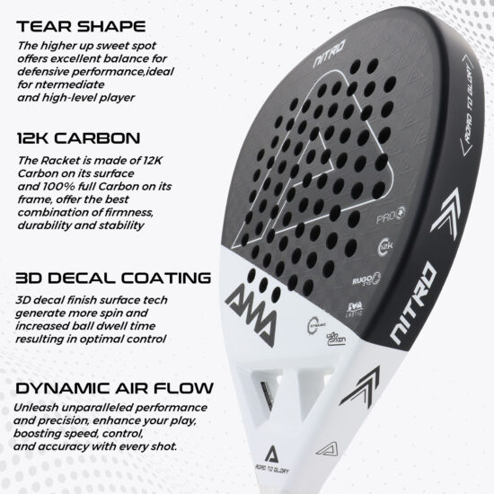 Teardrop Shape Carbon Fiber Padel Racket Custom 3K/12K/18K Paddle Design