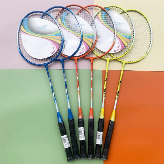 Wholesale iron badminton rackets with soft and hard grips in multiple colors