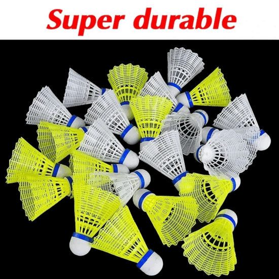 Yellow nylon badminton shuttlecocks for student training