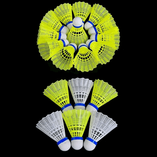 Yellow nylon badminton shuttlecocks for student training