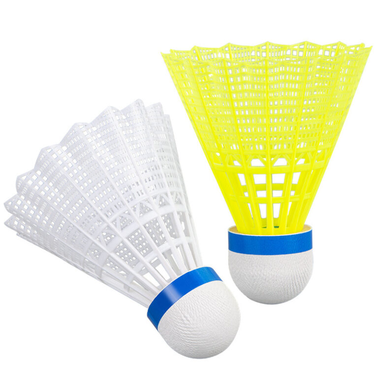Yellow nylon badminton shuttlecocks for student training