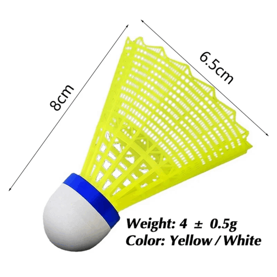 Yellow nylon badminton shuttlecocks for student training