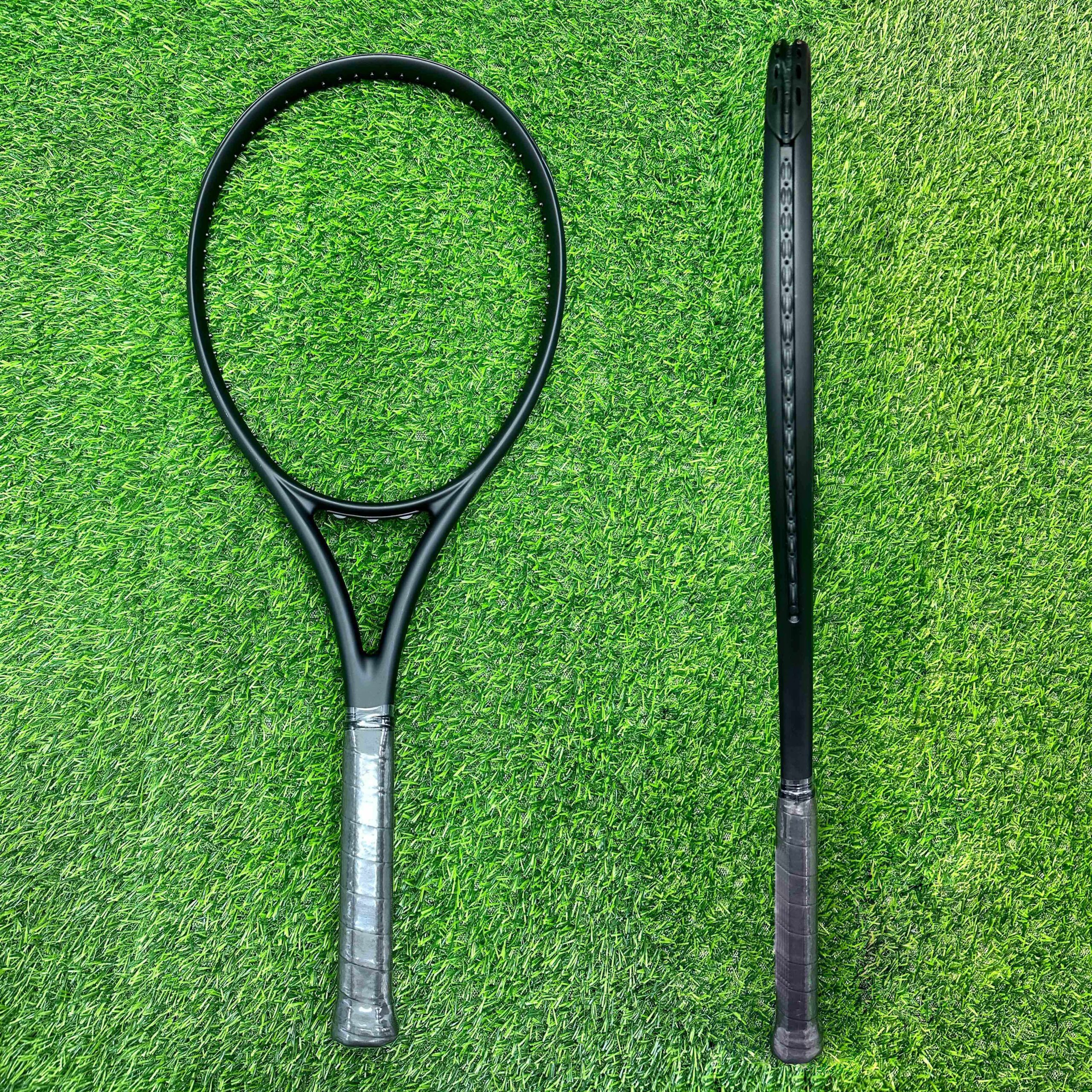 Professional Matte Black Carbon Fiber Tennis Racket with Custom Logo